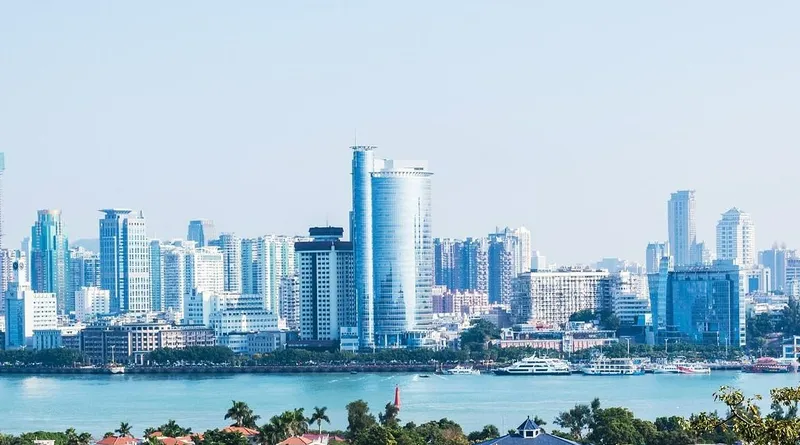 город, река, небоскребы