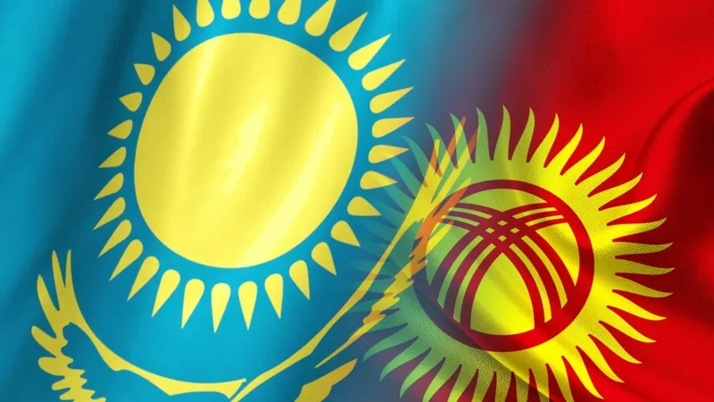 Флаги Казахстана и Кыргызстана