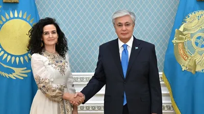 президент Казахстана Касым-Жомарт Токаев, исполнительный директор Зеленого климатического фонда Мафальда Дуарте