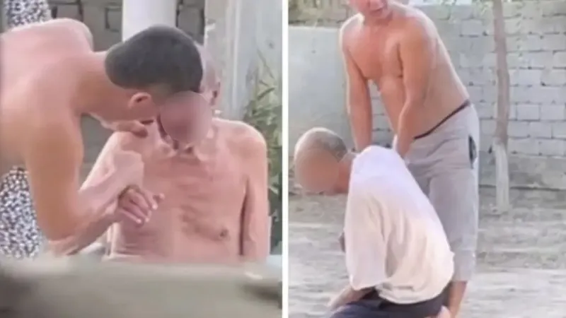 Отец и сын, избиение 