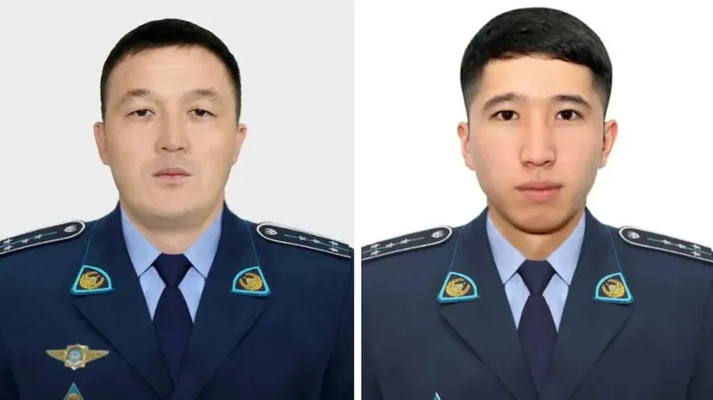 Капитаны полиции Мади Болатбек и Максат Сейітберлі