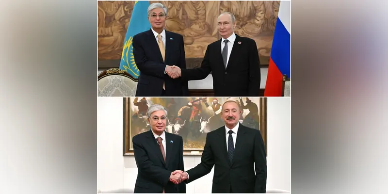 Касым-Жомарт Токаев, Владимир Путин, Ильхам Алиев