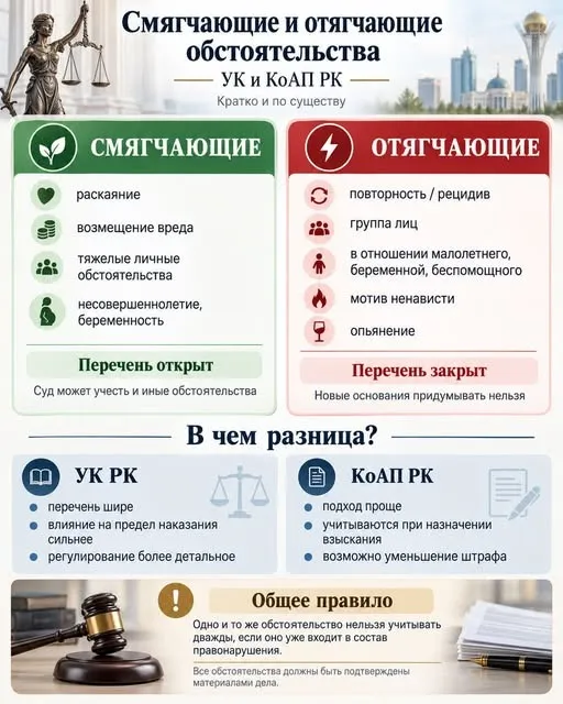 Смягчающие и отягчающие обстоятельства, таблица